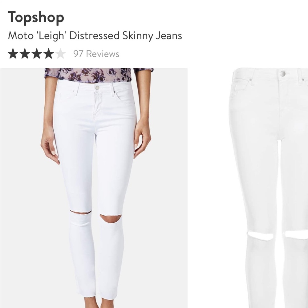 Topshop Leigh White Ripped Skinny Jeans